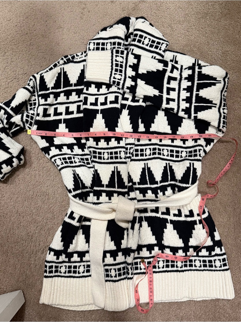 Ralph Lauren Black and White Geometric Shawl Cardigan - Picture 7 of 9